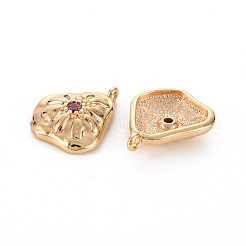Brass Micro Pave Medium Violet Red Cubic Zirconia Pendants&nbsp;KK-S356-468-NF