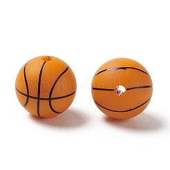 シリコンビーズ  バスケットボール  ダークオレンジ  14.5x14mm  穴：2mm&nbsp;SIL-G004-01F