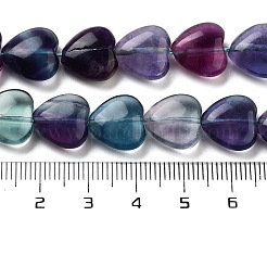 天然な色鮮やかな蛍石ビーズ連売り  ハート  12x12x6mm  穴：1mm  約33個/連  14.76''（37.5センチメートル）&nbsp;G-H051-A01-01