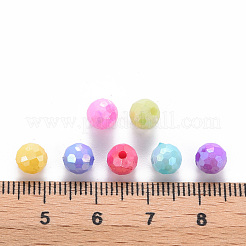 不透明なアクリルビーズ  多面カット  染め  ABカラー  ラウンド  ミックスカラー  6x5.5mm  穴：1.4mm  約4160個/500g&nbsp;TACR-S154-11F