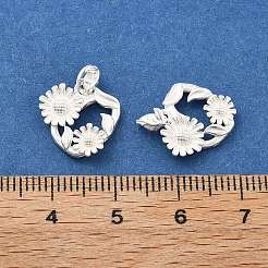 スターリングシルバーの花チャーム925個  スタンプ925個付き  銀色のメッキ  花  13.5x13x3mm  穴：2x3.5mm&nbsp;STER-D302-08C-S