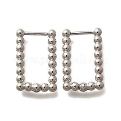 女性用304ステンレスフープピアス  長方形  ステンレス鋼色  18.5x2.5x11.5mm&nbsp;EJEW-M068-08A-P