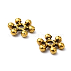 チベット風合金スペーサービーズ  スノーフレーク  カドミウムフリー＆鉛フリー  アンティーク黄金  8x7x2mm  穴：1.5mm&nbsp;TIBEB-1171-AG-LF