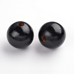 天然木のビーズ  ラウンド  無鉛の  染め  ブラック  直径29-30mm  穴：5mm&nbsp;X-TB30MMY-2