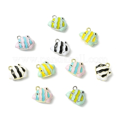 12本6色合金エナメルチャーム  魚  ミックスカラー  13.5x15.5x5.5mm  穴：1.6mm  2個/カラー&nbsp;ENAM-CJ0007-49