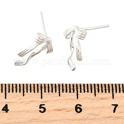 925スターリングシルバースタンドピアス  蝶結び  銀  12.5x9.5mm&nbsp;EJEW-Q030-06S