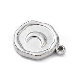 304ステンレスペンダント  フラットラウンド  ステンレス鋼色  ムーン  16x13x2.5mm  穴：1.2mm&nbsp;STAS-K291-12P-01