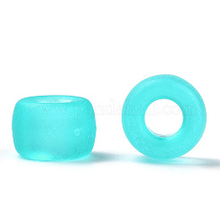 透明プラスチックビーズ  艶消し  バレル  シアン  9x6mm  穴：3.8mm  約1900個/500g&nbsp;KY-T025-01-A04