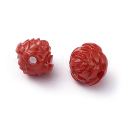 不透明なアクリルビーズ  花  レッド  13x13x13mm  穴：2mm  約520個/500g&nbsp;MACR-S128-3