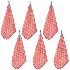 極細繊維の吊り下げ式クリーニングクロス  四角い布巾  鮭色  250x250x1mm&nbsp;AJEW-WH20033-059C