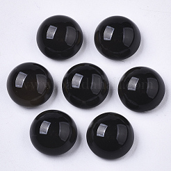 半透明のガラスカボション  色は温度が変わると変わります  半円/ドーム  ブラック  14x8.5mm&nbsp;X-GLAA-T023-03D