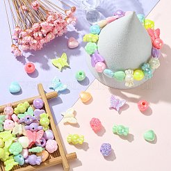 不透明なアクリルビーズ  ABカラー  混合図形  ミックスカラー  9~13x9.5~16.5mm  穴：2.5mm&nbsp;MACR-CJ0001-64