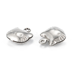 変色しない316サージカルステンレススチールチャーム  猫  ステンレス鋼色  11x10x4.5mm  穴：1mm&nbsp;STAS-C026-14P