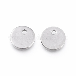 変色しない201ステンレススチールチャーム  空白タグのスタンプ  レーザー切断  フラットラウンド  ステンレス鋼色  6x0.7mm  穴：1mm&nbsp;STAS-L232-069P