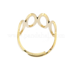 304ステンレススチール製楕円形調節可能女性用リング  ゴールドカラー  23.5mm  usサイズ8 1/2(18.5mm)&nbsp;RJEW-Z045-01G-01