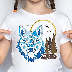 プラスチック再利用可能な描画絵画ステンシル テンプレート  スクラップブック紙、壁、布、床、家具、木材にペイントするため  正方形  キツネの模様  300x300mm&nbsp;DIY-WH0172-259
