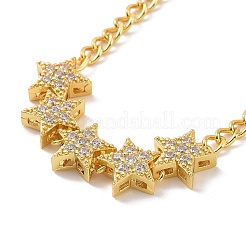 Clear Cubic Zirconia Star Pendant Necklace with Brass Curb Chains for Women&nbsp;NJEW-E042-01G