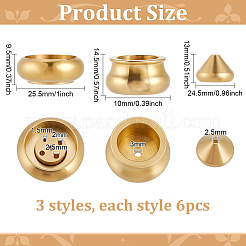 18Pcs 3 Styles Brass Incense Burner Holder&nbsp;AJEW-OC0016-54