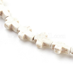 合成ターコイズビーズ連売り  染め  クロス  ベージュ  10x8x3mm  穴：1mm  約38個/連  15インチ&nbsp;TURQ-G112-8x10mm-06