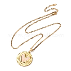 304 Stainless Steel White Enamel Pendant Necklaces for Women&nbsp;NJEW-F378-02G-02