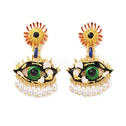 Alloy Enamel Evil Eye Dangle Stud Earrings&nbsp;EJEW-C144-01G