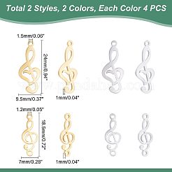 8Pcs 201 Stainless Steel Links & 8Pcs 201 Stainless Steel Pendants&nbsp;STAS-UN0032-38