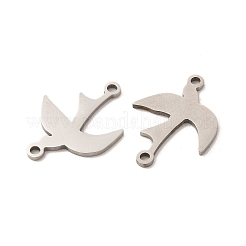 変色しない201ステンレススチールコネクタチャーム  鳥のリンク  ステンレス鋼色  14x18.5x1mm  穴：1.4mm&nbsp;STAS-K251-080P