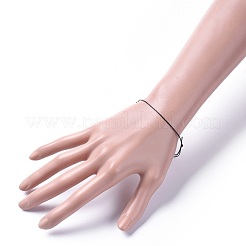 調節可能なフラットワックスポリエステルコードブレスレット作り  ブラック  8インチ〜11-7/8インチ（20.4~30cm）&nbsp;AJEW-JB00508-07