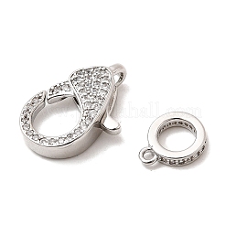 Brass Clear Cubic Zirconia Lobster Claw Clasps&nbsp;KK-Z078-50P