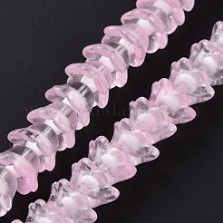 透明ガラスビーズ連売り  花  パールピンク  11~12x7.5~8mm  穴：1.4mm  約50個/連  11.42''（29センチメートル）&nbsp;LAMP-H061-01C-01