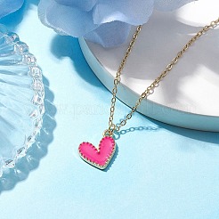 Alloy Enamel Heart Pendants Necklaces&nbsp;NJEW-JN04772-01