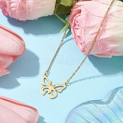 Hollow Butterfly 304 Stainless Steel Pendant Necklaces&nbsp;NJEW-JN04814-02