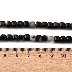 天然石黒瑪瑙ビーズ連売り  ファセットテーブルカットキューブ  染め＆加熱  5~6x5~6x5~6mm  穴：1.2mm  約61個/連  12.20~12.80''（31~32.5センチメートル）&nbsp;G-F797-A19-01