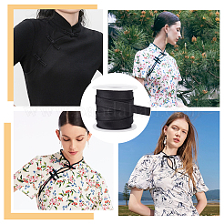12.5m ポリエステルサテンパイピングトリム  チャイナドレスのパイピングリボン  衣類の装飾  スプールで  ブラック  トリム: 12x0.5mm  スプール：ボビン：28x58mm&nbsp;OCOR-BC0005-80
