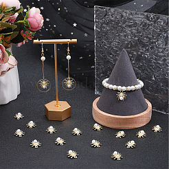 合金ジュエリーアクリルパーツ30個  カン付き  クモ  ライトゴールド  15x14.5x7mm  穴：2mm&nbsp;FIND-SC0006-90