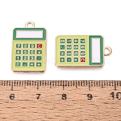 合金エナメルチャーム  電卓チャーム  ライトゴールド  黄緑  22.5x14x1mm  穴：1.6mm&nbsp;ENAM-Q004-01KCG-17