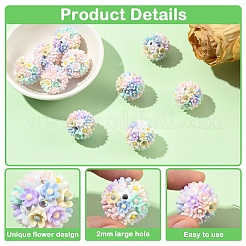 手作りの光るポリマー粘土ラインストーンファンシービーズ5個  ペンフォーカルビーズ  アクリルデイジーの花付き  ミックスカラー  20~21mm  穴：2mm&nbsp;CLAY-YW0002-51