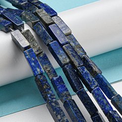 天然石ラピスラズリビーズ連売り  長方形  13~14x4~5x4~5mm  穴：0.7mm  約29個/連  15.28~15.47インチ（38.8~39.3cm）&nbsp;G-C084-C01-01