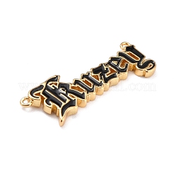 18KGP本金メッキ真鍮エナメルリンクコネクター  長持ちメッキ  言葉  ミックスカラー  9x26.5x1.5mm  穴：1mm&nbsp;KK-G402-29G
