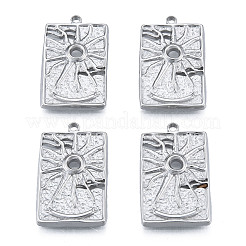 変色しない304ステンレススチールペンダント  太陽と長方形  ステンレス鋼色  30x18.5x3mm  穴：2mm&nbsp;LS-STAS-N098-212P