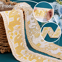  4.7~5 Yards Elephant/Cross/Rhombus Ethnic Style Polyester Jacquard Wide Ribbon&nbsp;OCOR-PH0004-33