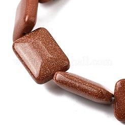 合成ゴールドストーン金砂石ビーズ連売り  長方形  18x13x5.5mm  穴：1mm  約11個/連  7.68''~7.87''（19.5~20センチメートル）&nbsp;G-S386-A06