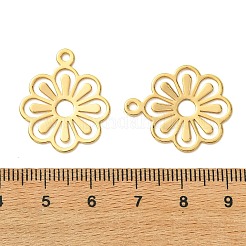 シーグレース真鍮ペンダント  花のチャーム  カドミウムフリーと鉛フリー＆ニッケルフリー  18KGP本金メッキ  24x20x0.7mm  穴：2mm&nbsp;XGRQ5F543-797G
