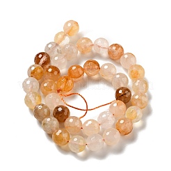 Natural Yellow Hematoid Quartz/Golden Healer Quartz Beads Strands&nbsp;G-E571-34C