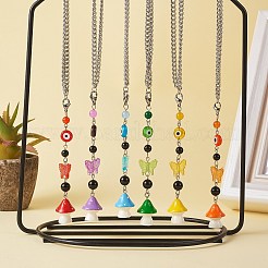 7Pcs Chakra Theme Evil Eye Butterfly Mushroom Pendant Decoration&nbsp;HJEW-SW00009