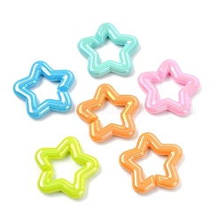 ABカラーアクリルクイックリンクコネクター  スター  ミックスカラー  28.5x29.5x4.5mm  内径：14x15.5mm&nbsp;OACR-CJC0007-12