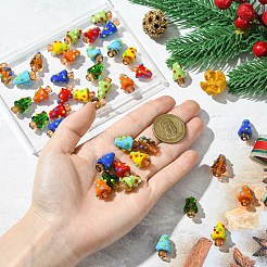 40個 8色 手作りランプワーク バンピービーズ  きのこチャーム  ミックスカラー  17.5~20x11~14.5mm  穴：1~1.6mm  5個/カラー&nbsp;LAMP-CJ0002-40