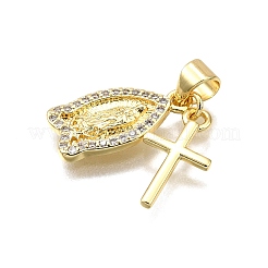 Rack Plating Brass Micro Pave Cubic Zirconia Pendants&nbsp;KK-D343-13G