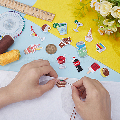 28Pcs 2 Sets Polyester Embroider Thread Iron on/Sew On Patches&nbsp;PATC-AR0001-22