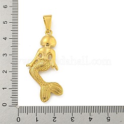 イオンプレーティング（IP）304ステンレスペンダント  人魚のチャーム  ゴールドカラー  43x21.5x5mm  穴：10x5mm&nbsp;STAS-R231-01B-G